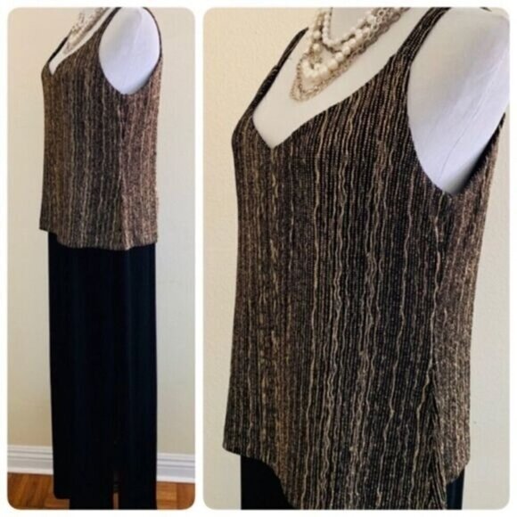 Alex Evenings Mother of the Bride/Groom Formal Long Dress Sz 12 Gold Black - Picture 2 of 7